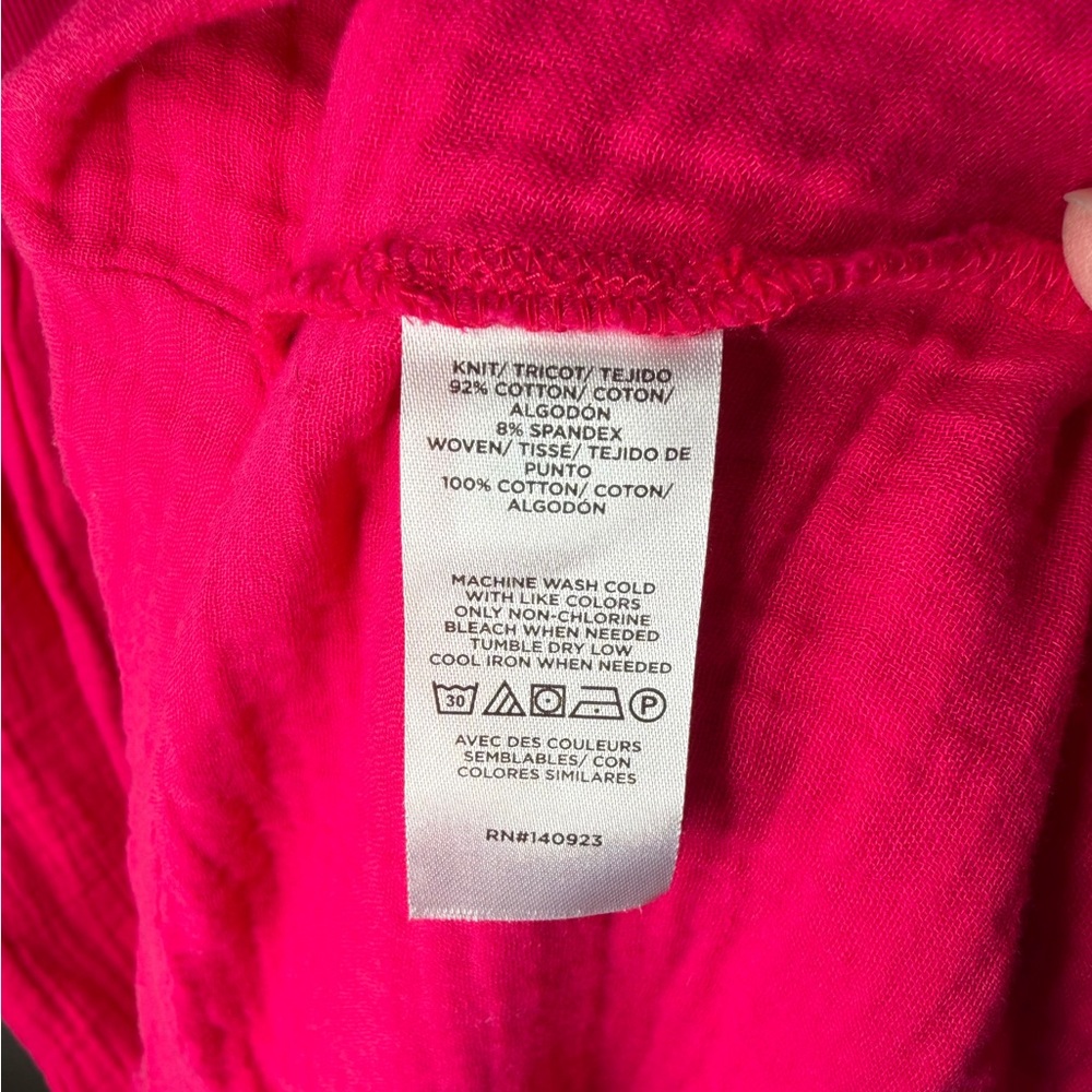 NWT Loft Beach Triple Cloth Mixed Media Maxi Pocket Dress Size XL Hot Pink - Picture 11 of 12